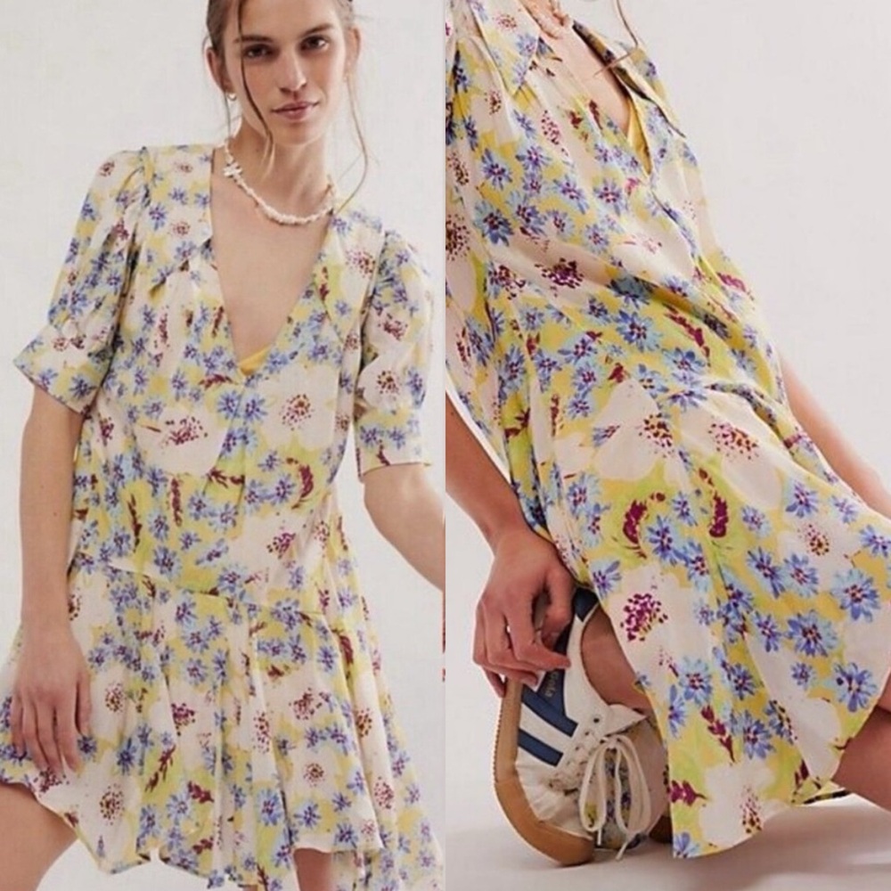 Free People Sugar Crush mini dress in lemon combo❤️ - Picture 7 of 7